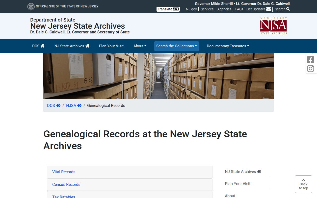 Somerset County previous residents research through New Jersey State Archives collections