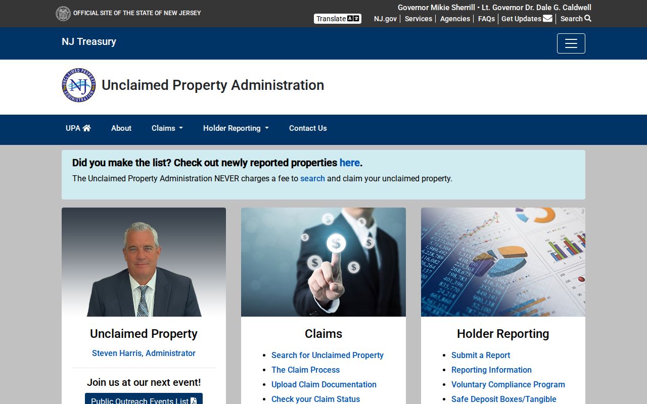 Somerset County resident lookup New Jersey unclaimed property search