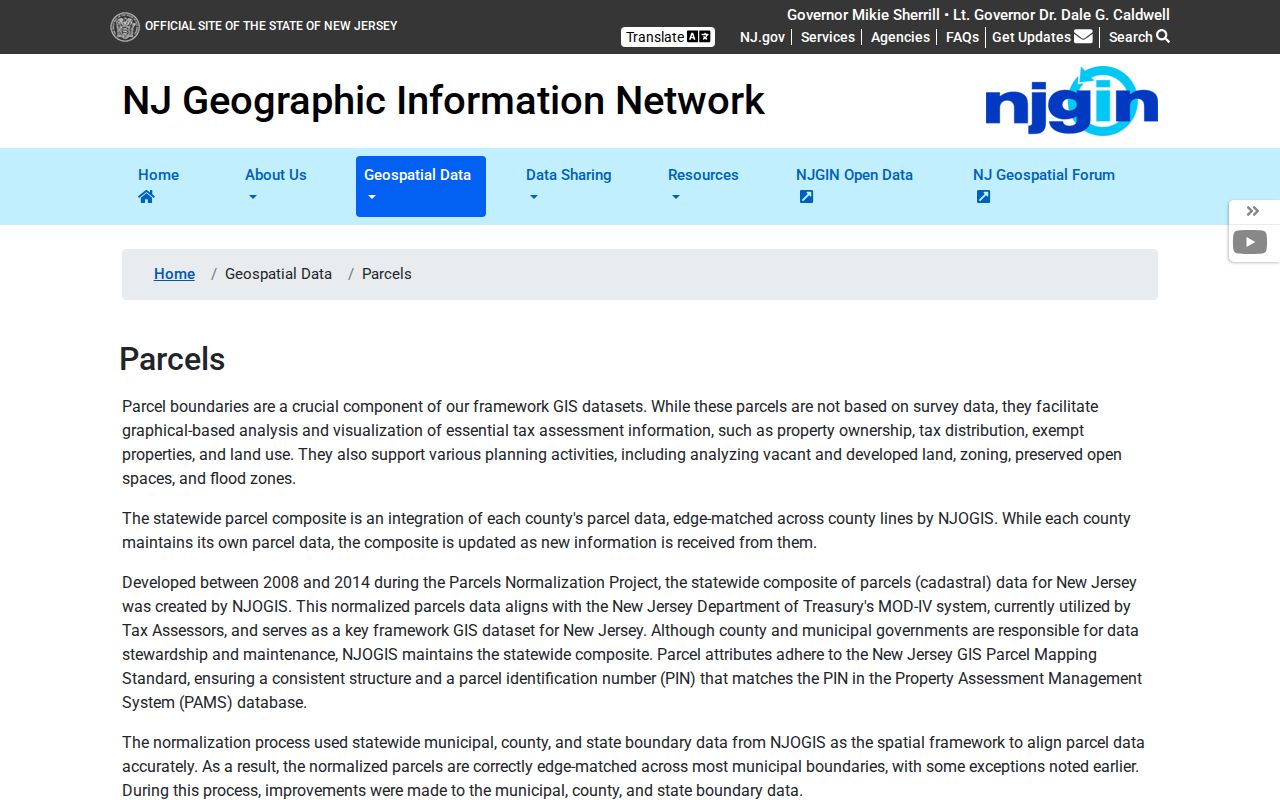 New Jersey GeoParcels address and parcel search interface for Somerset County street research